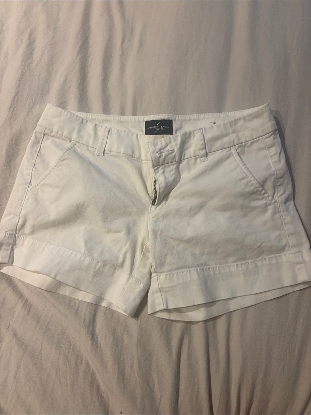 American Eagle Outfitters White Cotton Bermuda Shorts